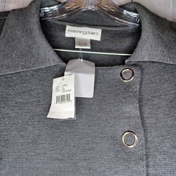 Bloomingdale's Vintage Gray Women's Long Snap Front Sweater 100% Wool NWT - Picture 11 of 15